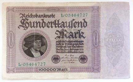 Германия 100000 марок 1923 серия L