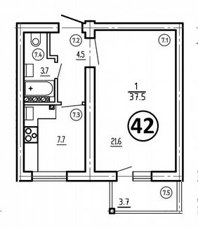 1-к квартира, 37.5 м², 3/3 эт.