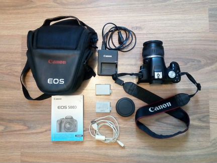 Canon 500d Kit 18-55 +полный комплект