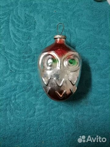 Елочная игрушка СССР сова толстое стекло