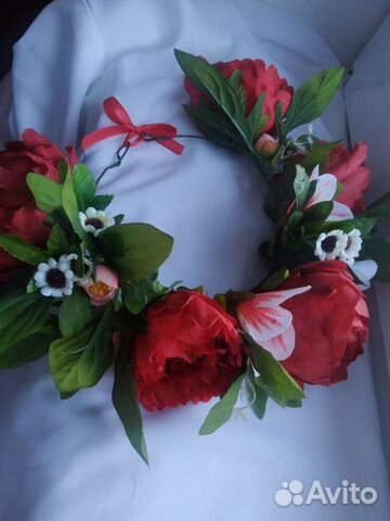 Венок на голову,ободок, цветы,маки,аксессуар