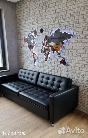 Карта мира деревянная