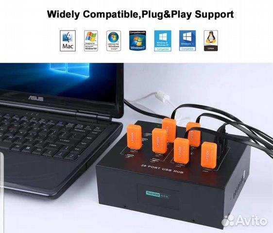 Sipolar 20 ports сиполар 20 портовый usb hab