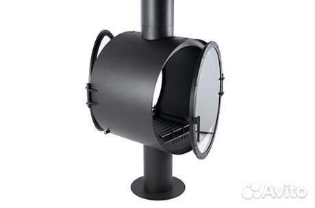 Центральный камин с двумя дверцами из металла