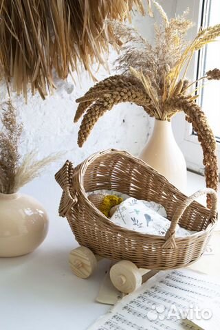 Плетёная люлька для кукол (ручная работа)