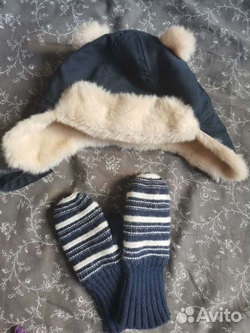 Шапка ушанка детская H&M варежки