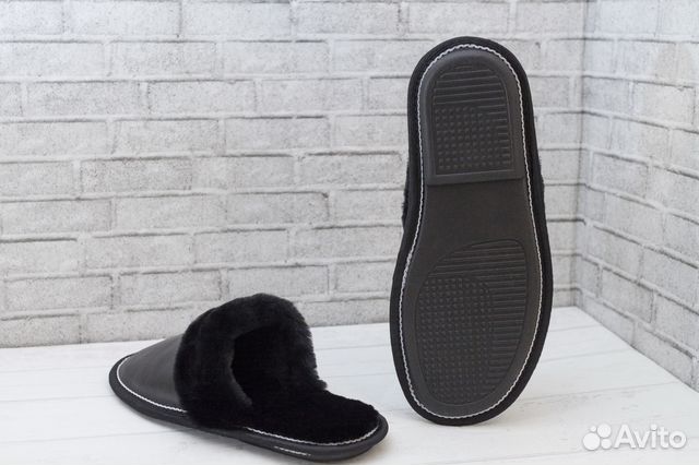 Тапки из овчины кожаные с опушкой мужские Тапки из овчины кожаные с опушкой мужские