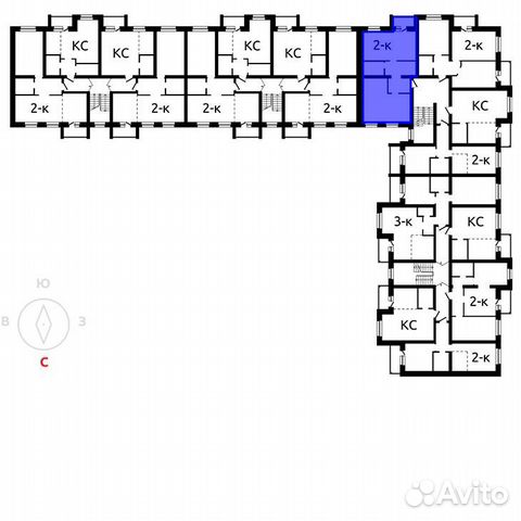 2-к квартира, 75.1 м², 2/4 эт.