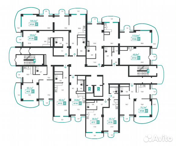 2-к квартира, 80.1 м², 11/15 эт.