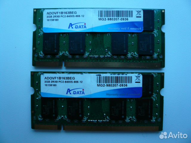 2Gb DDR2 800MHz и 4Gb DDR3L