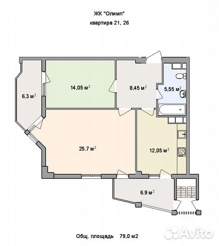 2-к квартира, 79 м², 6/11 эт.
