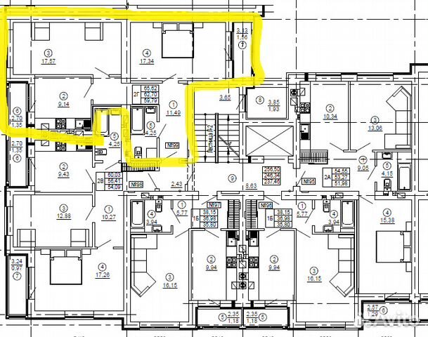 2-к квартира, 62.7 м², 2/8 эт.