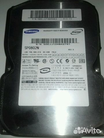 Жесткий диск SAMSUNG SP0802N 80.0GB