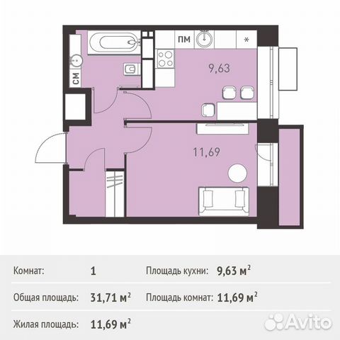 1-к квартира, 31.7 м², 16/17 эт. 1-к квартира, 31.7 м², 16/17 эт.