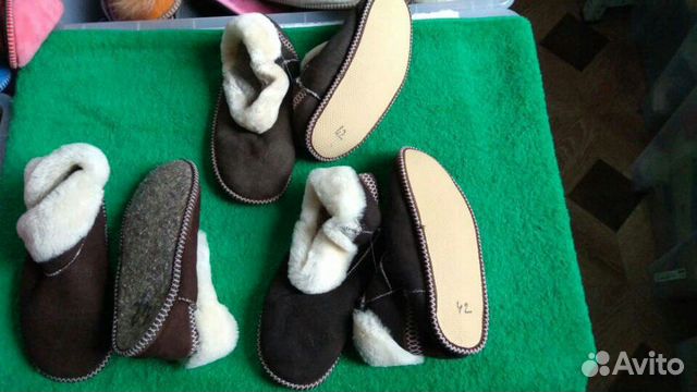 Меховые домашние тапочки -чуни из овчины Меховые домашние тапочки -чуни из овчины