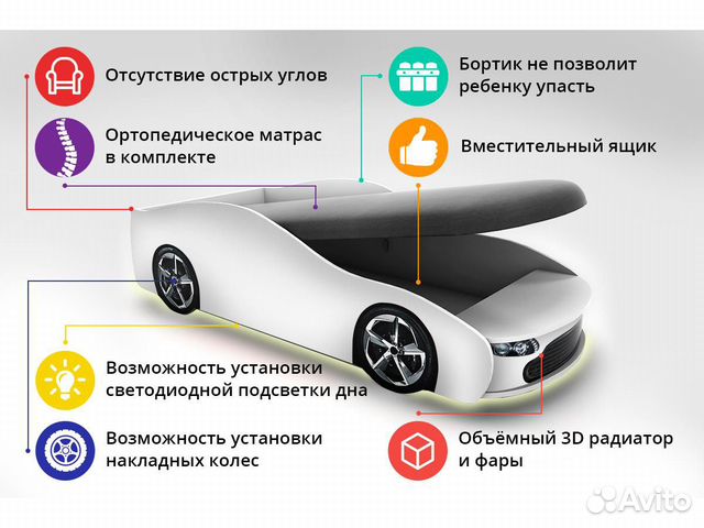 Новая детская машина кровать+матрас Новая детская машина кровать+матрас