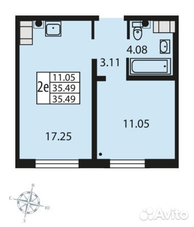 1-к квартира, 35.7 м², 12/19 эт.