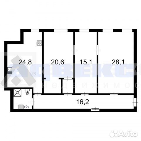 3-к квартира, 110.3 м², 2/6 эт. 3-к квартира, 110.3 м², 2/6 эт.