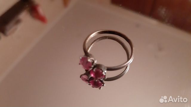 Серебрянное кольцо с фианитами, СССР, проба 875