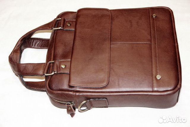 Мужская кожаная сумка vertical brown 30х25 new