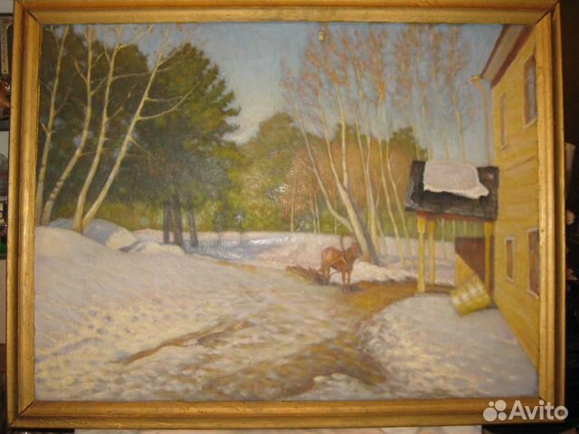 Картина. Холст. Масло. Копия Левитан. 1992 год