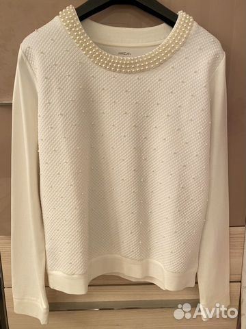 Кофта лонгслив Marccain женская белая с жемчугом Кофта лонгслив Marccain женская белая с жемчугом