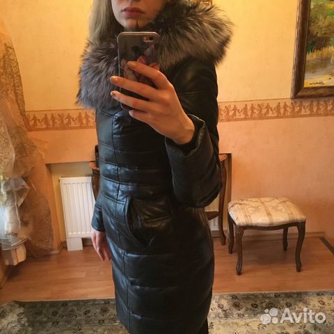 Кожаный пуховик новый Кожаный пуховик новый