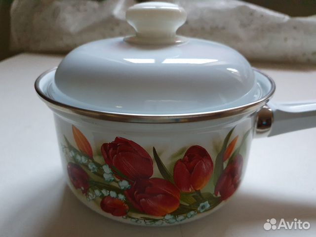 Эмалированная кастрюля-ковш