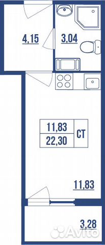 Студия, 22.3 м², 3/11 эт. Студия, 22.3 м², 3/11 эт.
