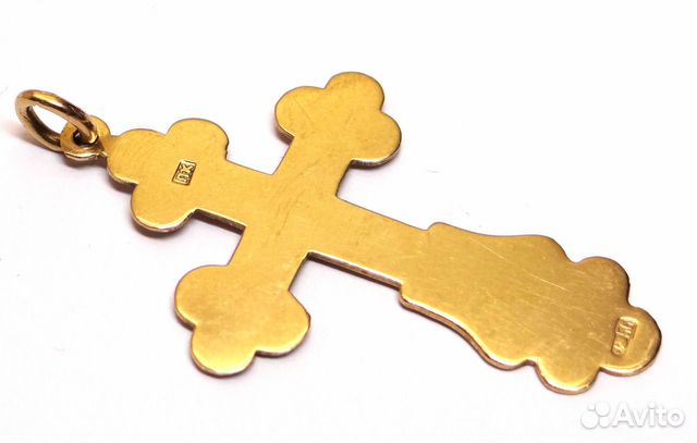 Крупный антикварный крест из золота 56 пробы