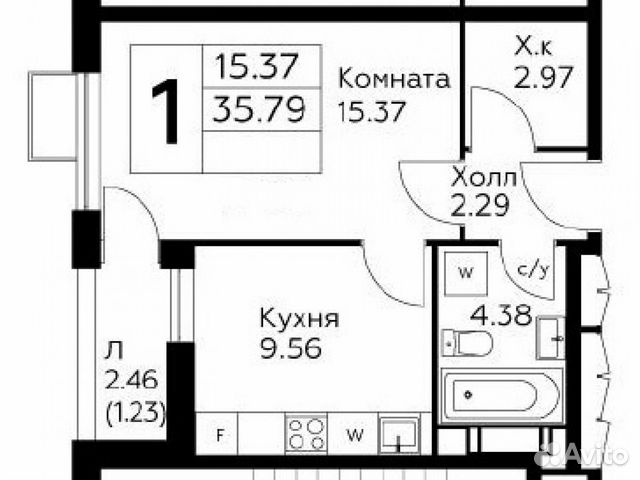 1-к квартира, 36 м², 12/14 эт.