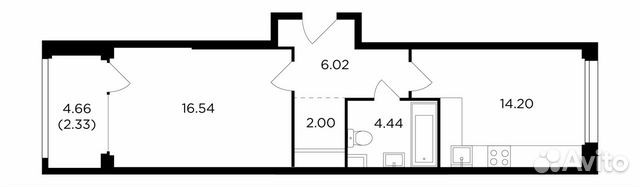 1-к квартира, 45.5 м², 19/21 эт. 1-к квартира, 45.5 м², 19/21 эт.