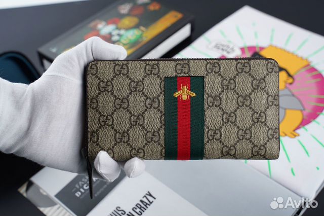 Кошелек на молнии портмоне бумажник клатч Gucci GG