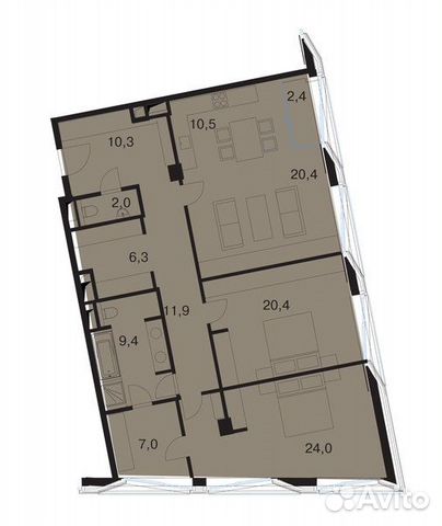 3-к квартира, 133.4 м², 2/7 эт. 3-к квартира, 133.4 м², 2/7 эт.