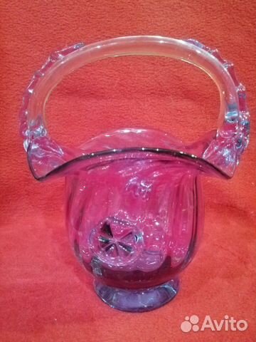 Конфетница СССР из цветного стекла