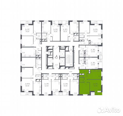 2-к квартира, 62.5 м², 9/32 эт.
