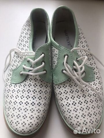 Туфли летние из натуральной кожи без каблука