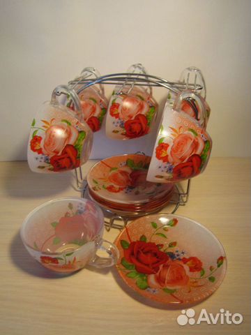 Чайный сервиз, стекло, новый Чайный сервиз, стекло, новый