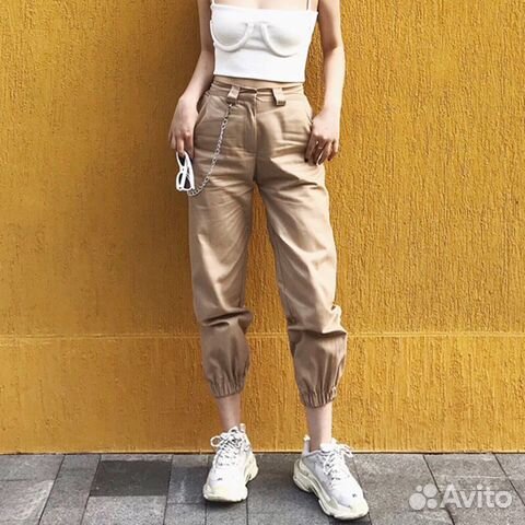 Брюки карго бежевые