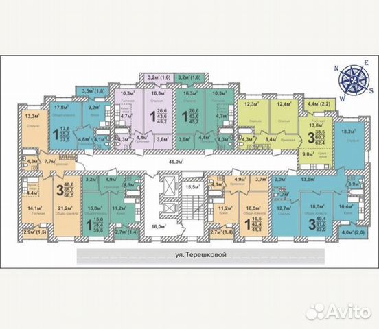 2-к квартира, 46 м², 11/12 эт. 2-к квартира, 46 м², 11/12 эт.