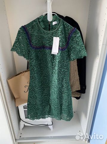 Платье зелёное кружевное Sandro XS-S