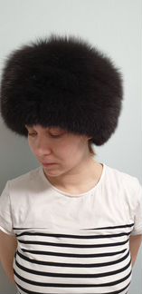 Шоколадная песцовая шапка