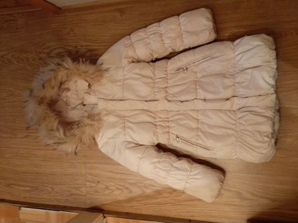 Пальто на пуху очень теплое на девочку рост 128