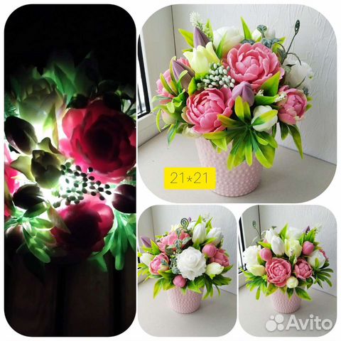 Букет-светильник из мыла