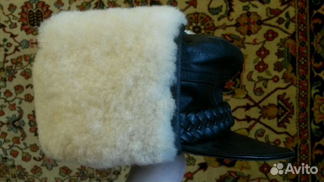 Мужская шапка кожа с мехом