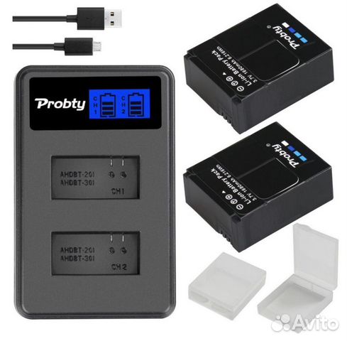 2 аккумулятора + зарядное для GoPro Hero 3