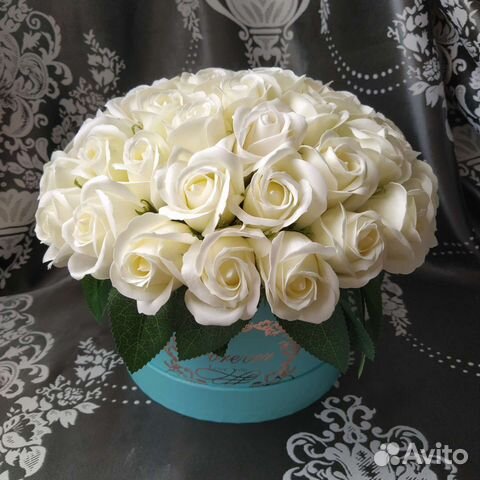 Букет из 51 мыльной розы Белый