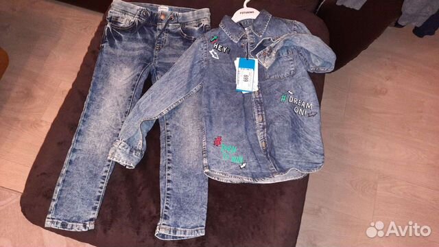 Джинсы и джинсовая рубашка на мальчика р110