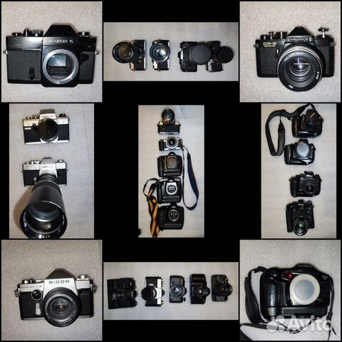 Коллекция пленочных камер с объективами Рабочие