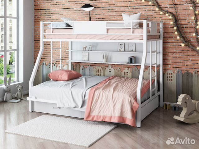 Кровать металлическая двухьярусная детская